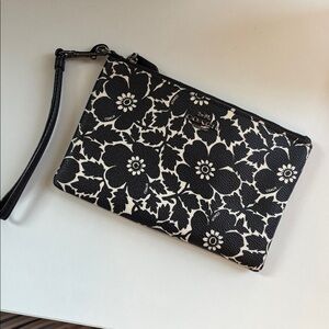 Coach Floral Black and White Wristlet